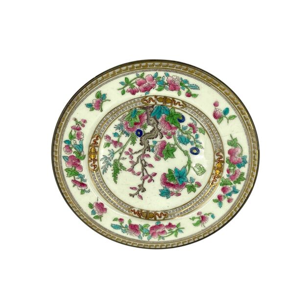 Royal Doulton Dinnerware Dresden Indian Tree Dessert Plate 7” Gold Pink S&G Gump - Picture 2 of 8